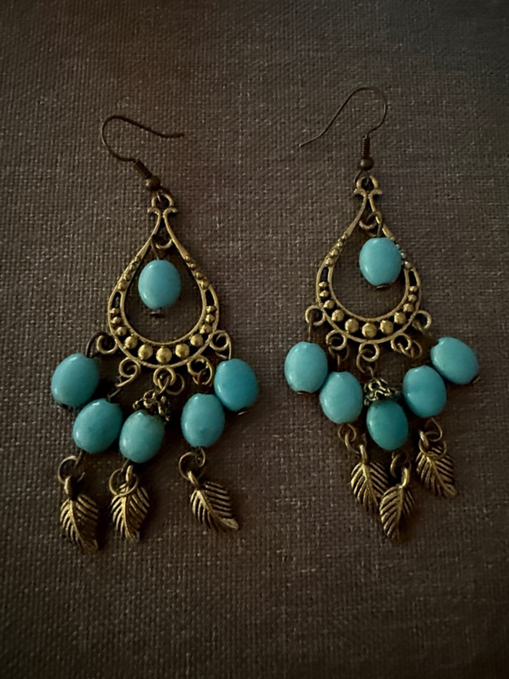 Bohemian Turquoise Dangle Earrings - Unbranded